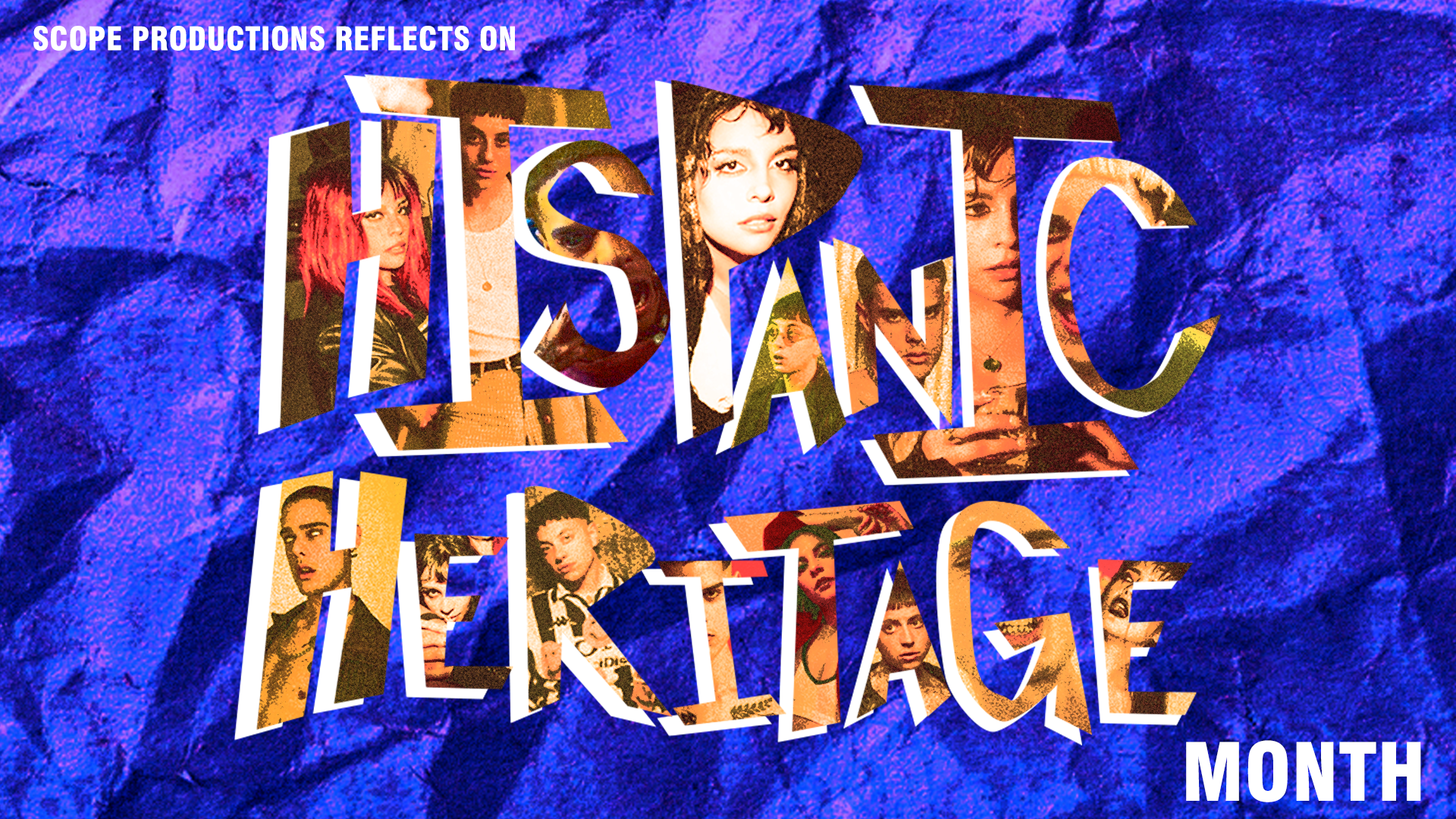 Hispanic Hertiage Month blue background, orange letters